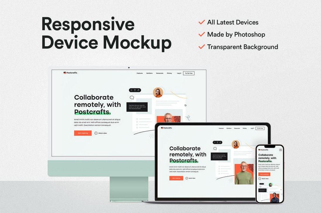 Responsive Device Website Mockup Template