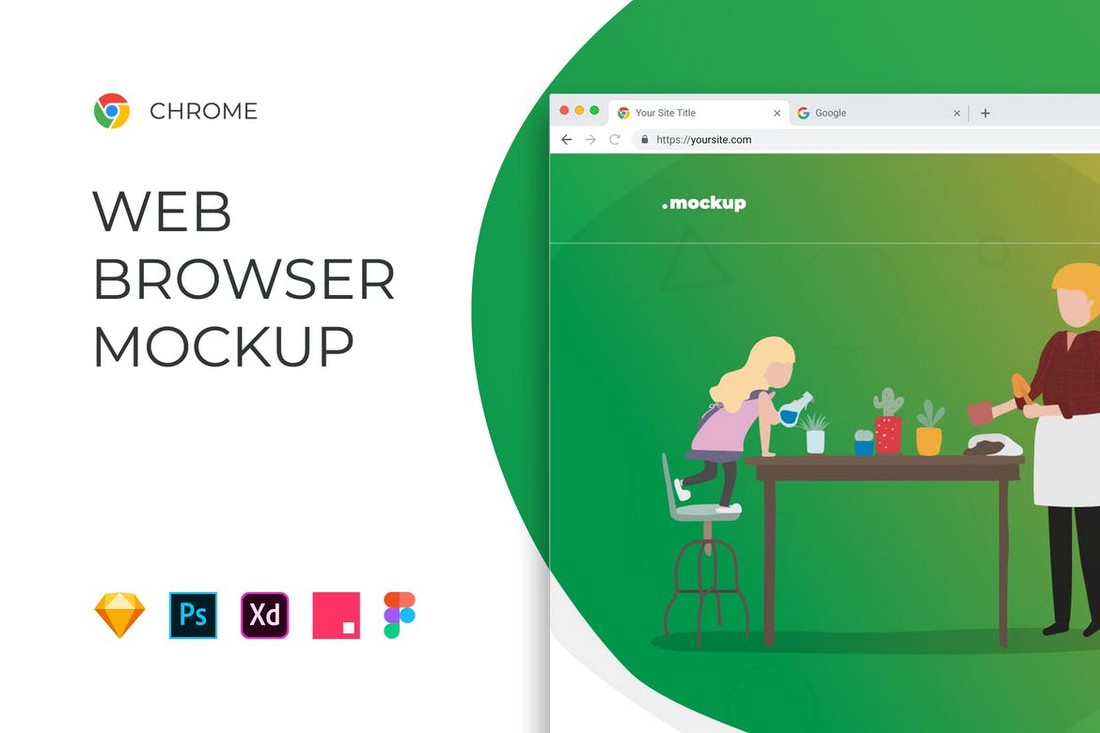 Chrome Browser Window Website Mockup