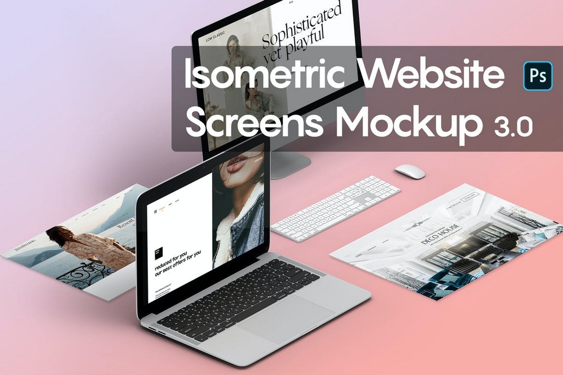 Isometric Website Mockup PSD Templates