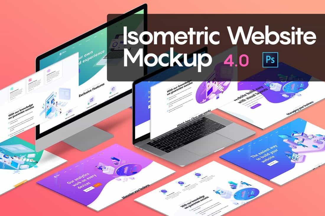 10 Isometric Website Mockup Templates
