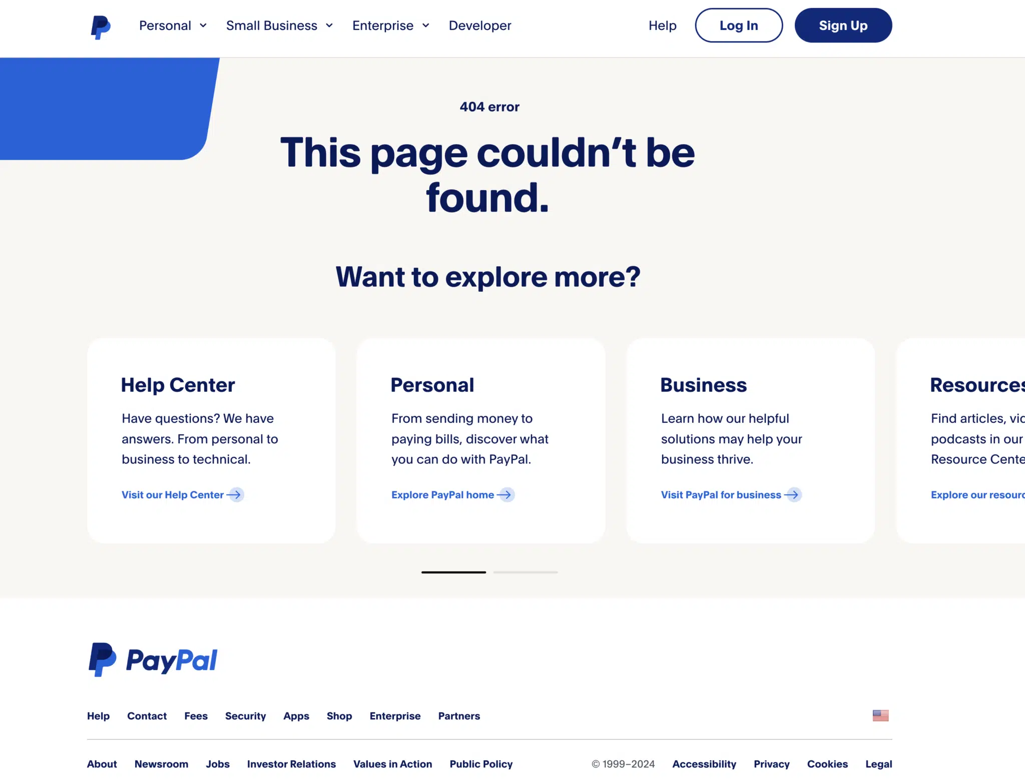 PayPal 404 page