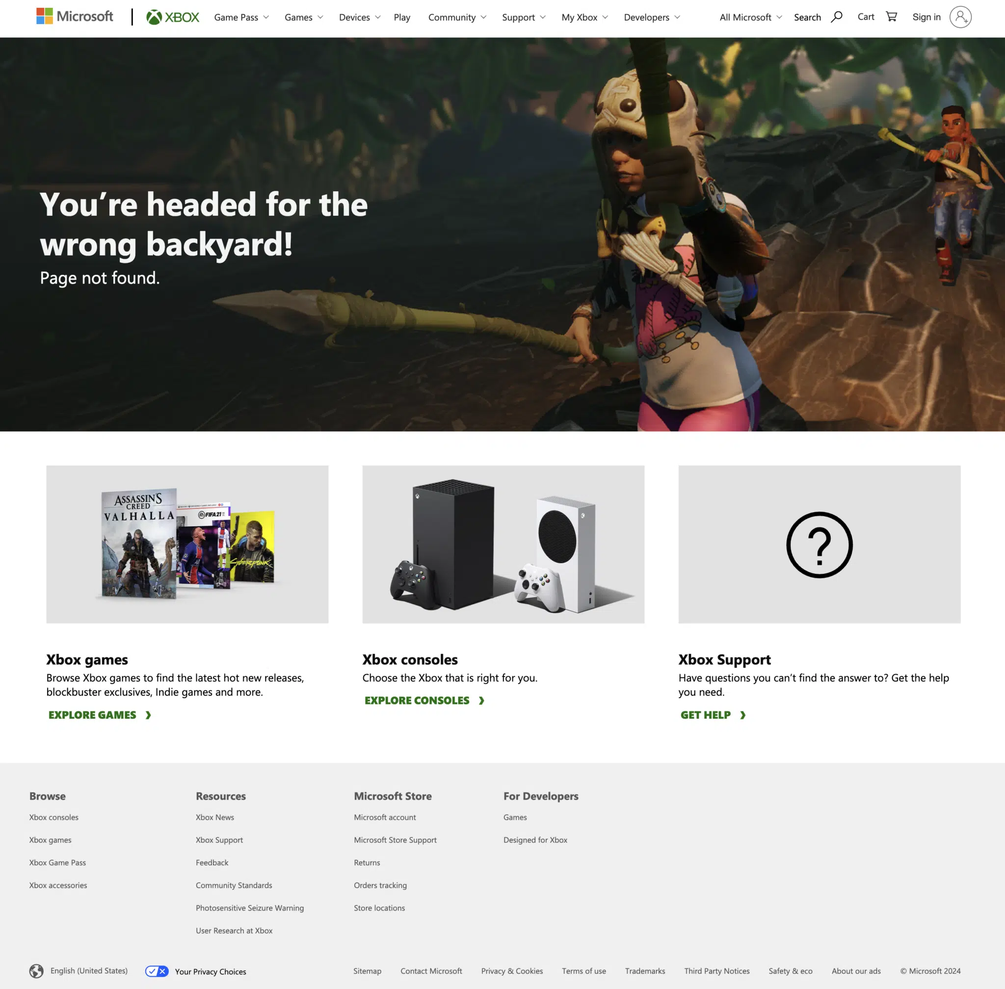 Xbox 404 page