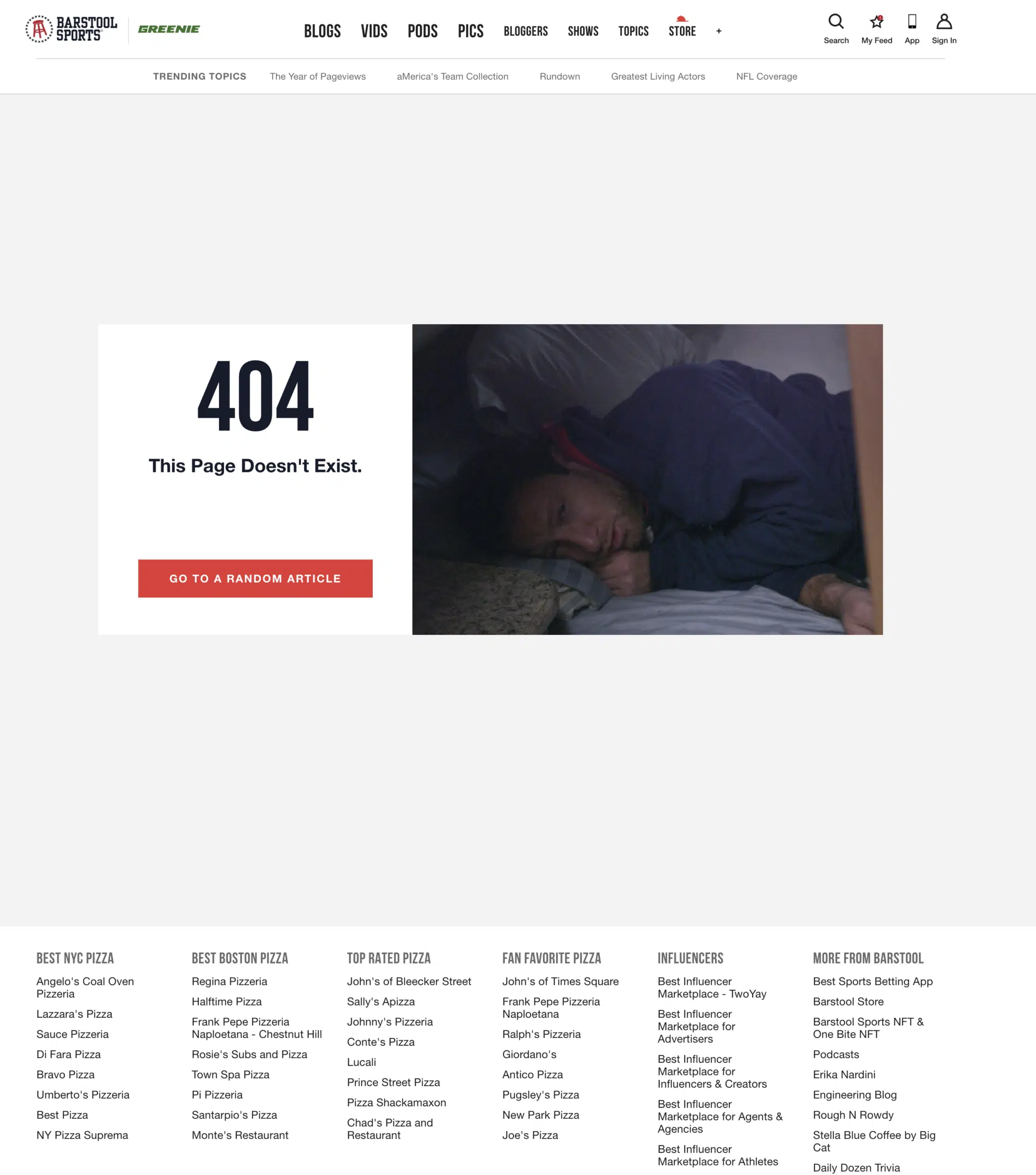 Barstool Sports 404 page