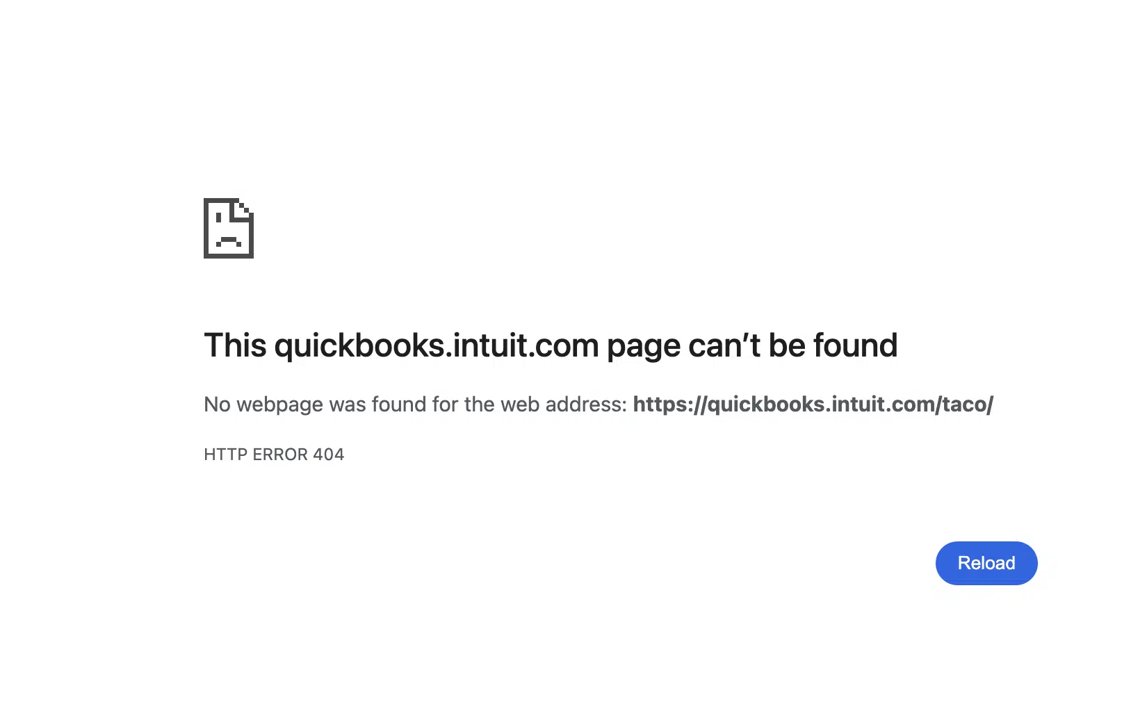 QuickBooks 404 page