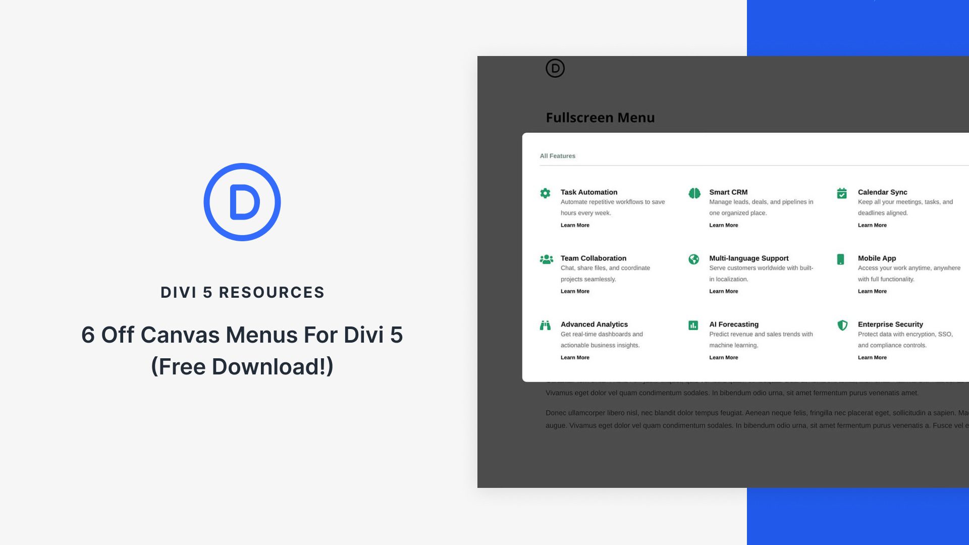 6 Off Canvas Menus For Divi 5 (Free Download!) 6 Off Canvas Menus For Divi 5 (Free Download!)