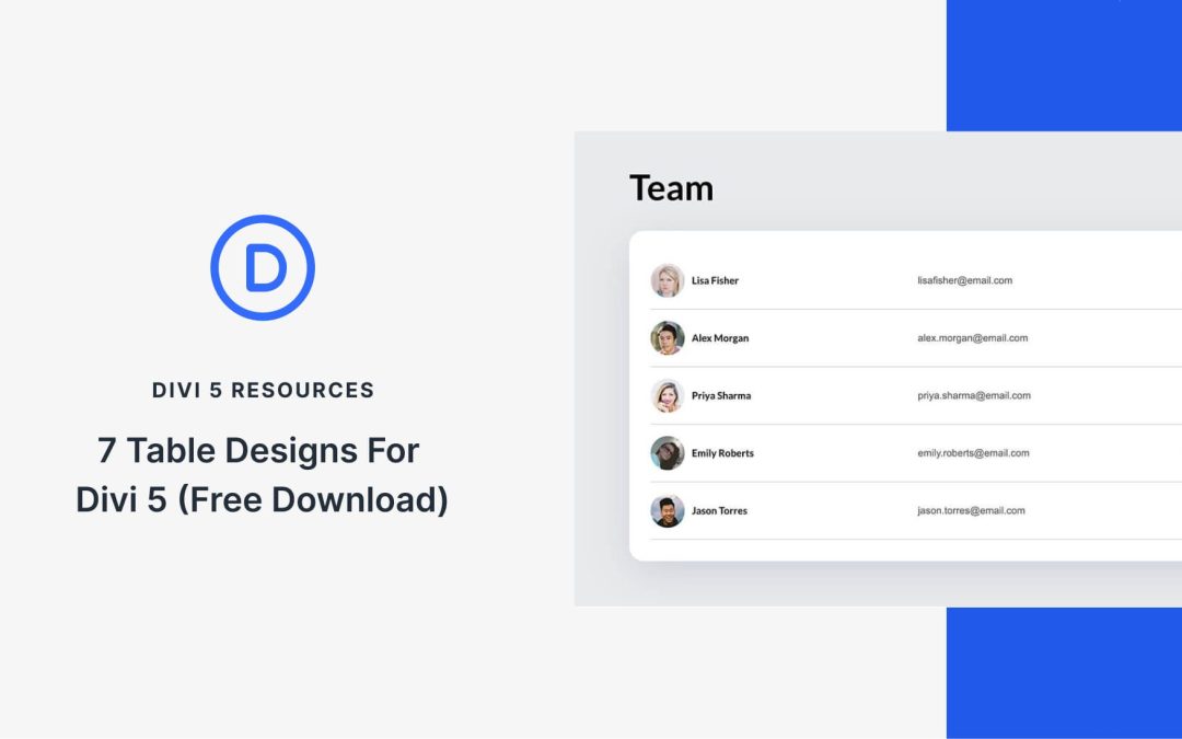 7 Table Designs For Divi 5 (Free Download!)