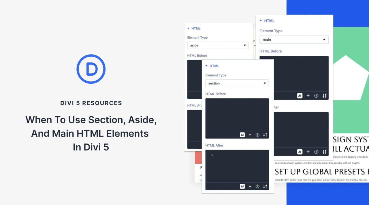 When To Use Section, Aside, And Main HTML Elements In Divi 5